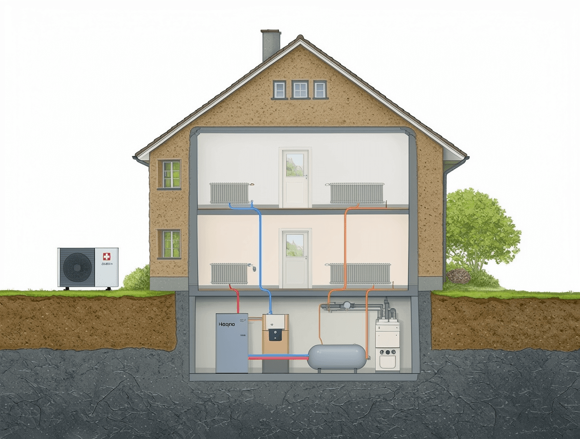 Querschnitt: Hybrid-Wärmepumpe